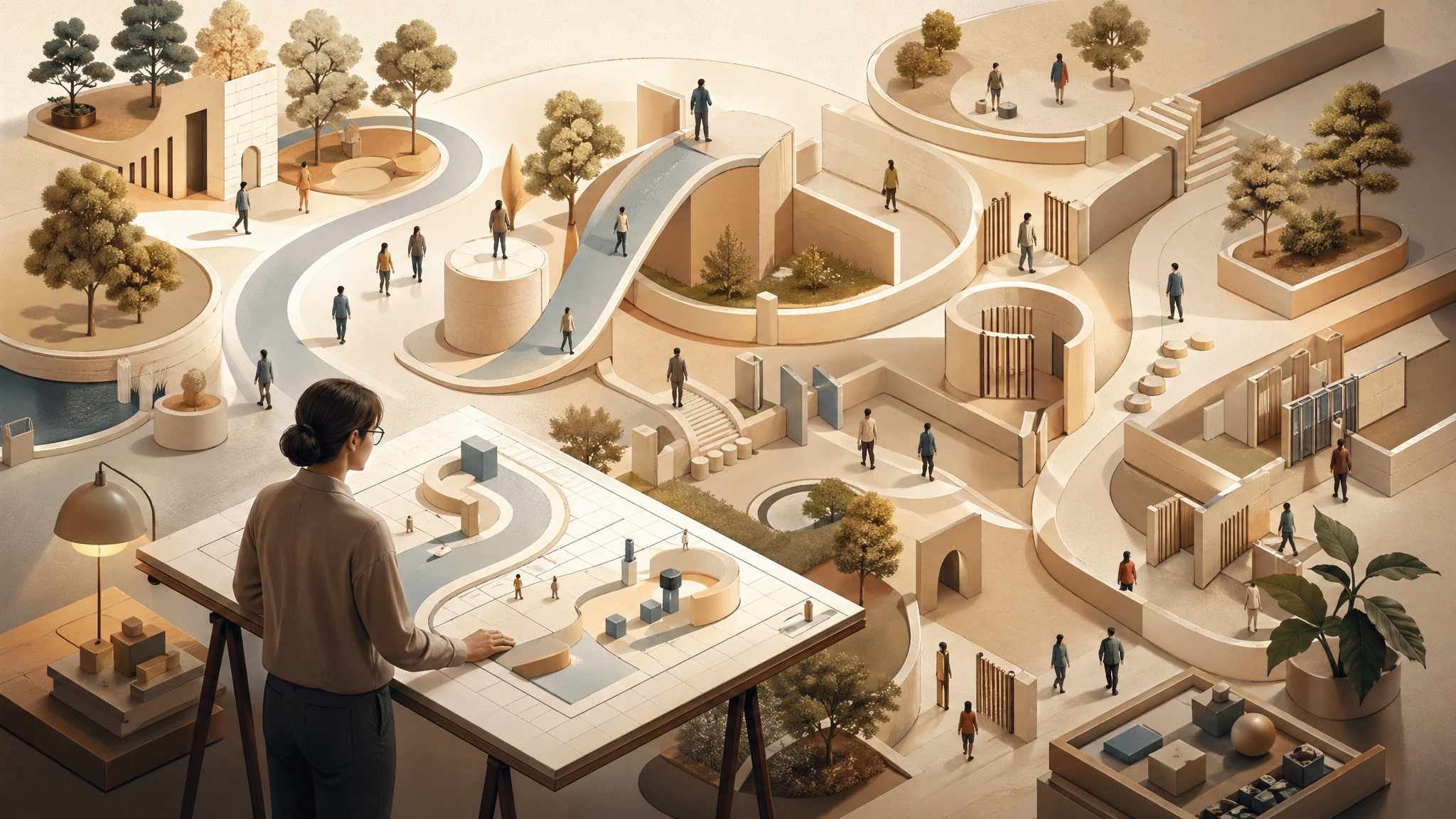 A daily environment redesigned with ramps, gates, and paths that make better actions easier